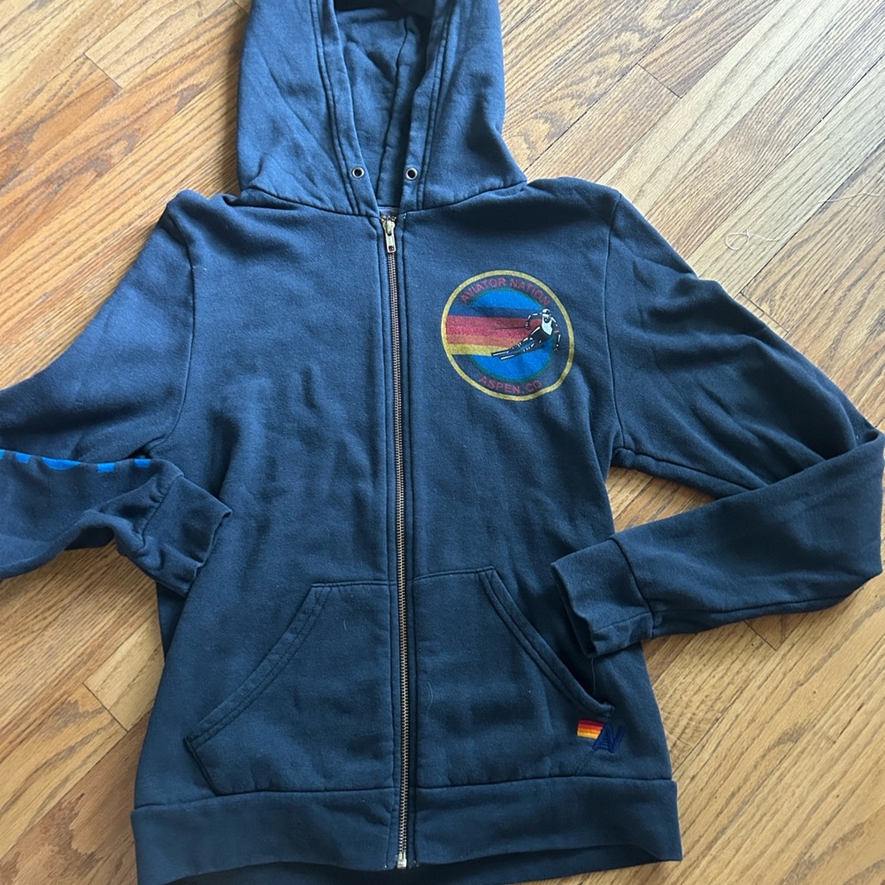 Aviator Nation Malibu Zip Hoodie Navy SZ M NWOT